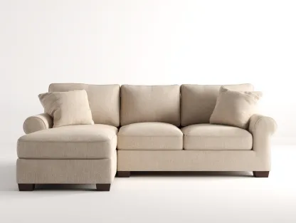 Sofá esquinero de tela beige de - 275x165x90 cm - para salón de - diseño moderno