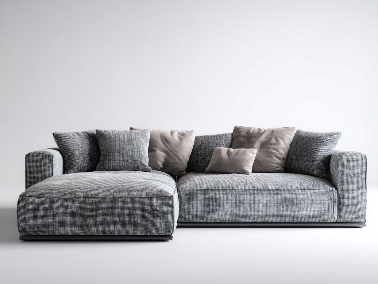 Sofá esquinero de tela 278x168x82 cm - gris - para salón - diseño moderno