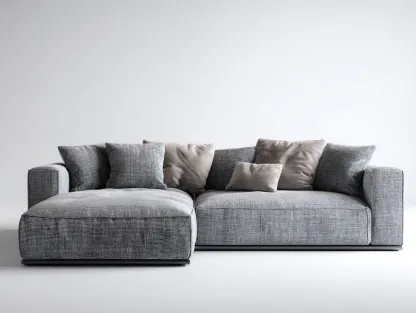 Sofá esquinero de tela 278x168x82 cm - gris - para salón - diseño moderno