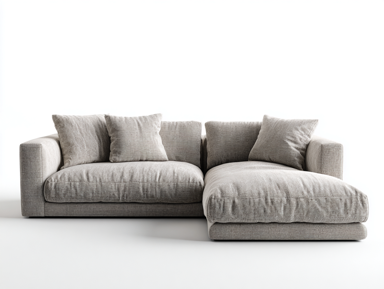 Sofá esquinero de tela 270x160x85 cm - gris - para sala de estar - diseño moderno