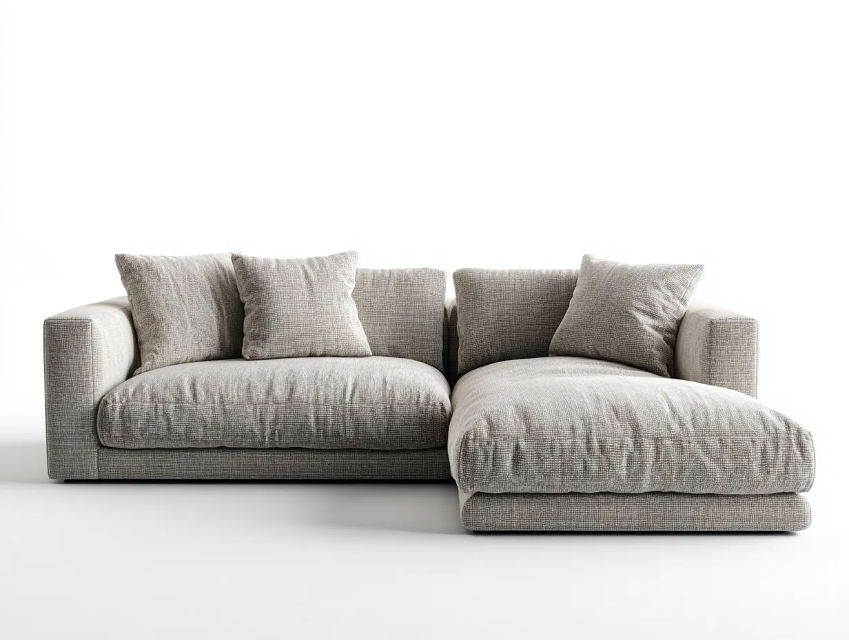 Sofá esquinero de tela 270x160x85 cm - gris - para sala de estar - diseño moderno