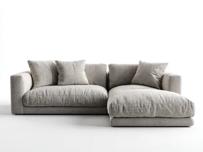 Sofá esquinero de tela 270x160x85 cm - gris - para sala de estar - diseño moderno