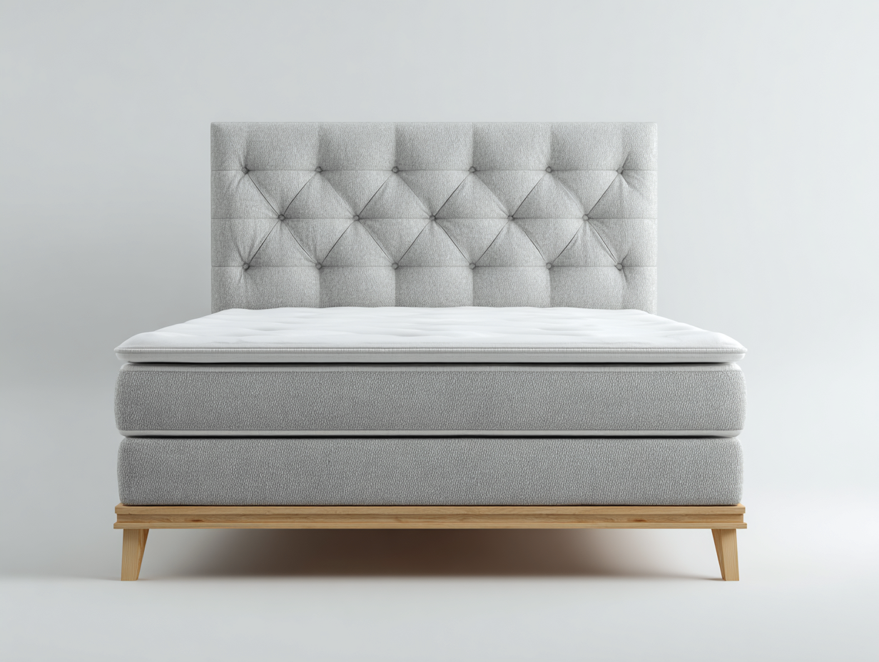 Cama doble tapizada 200x160x110cm - gris claro - adecuada para dormitorio