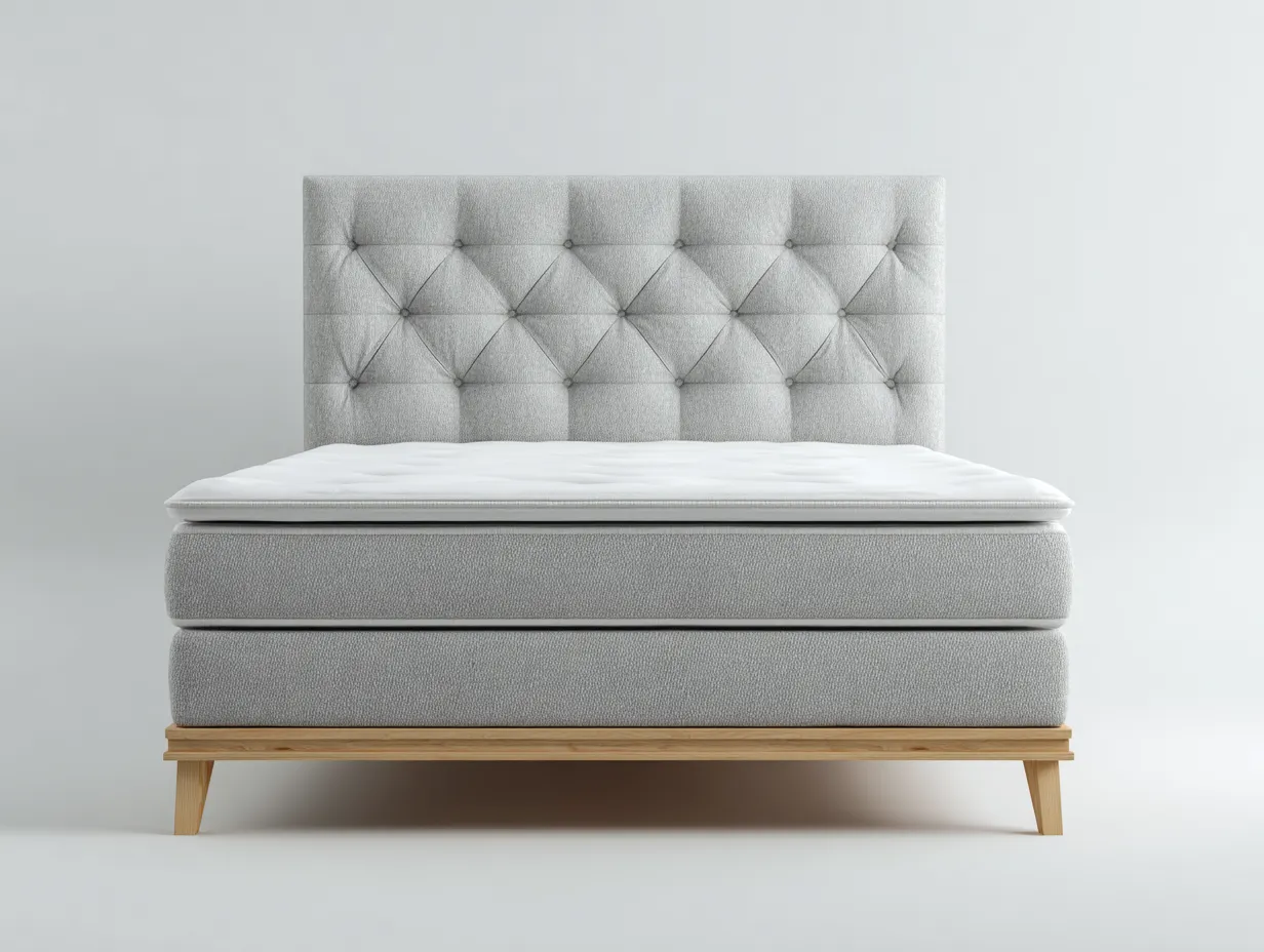 Cama doble tapizada 200x160x110cm - gris claro - adecuada para dormitorio