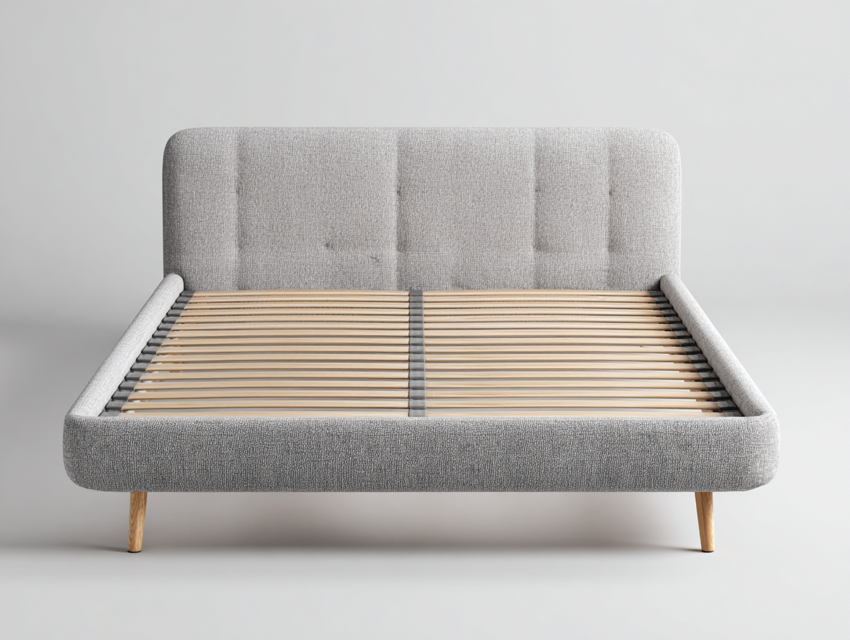 Cama doble tapizada 200x180x105 cm - gris claro - para dormitorio - diseño moderno