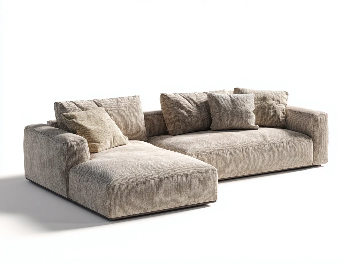 Sofá esquinero tapizado 285x170x82 cm - beige - para salón - diseño moderno