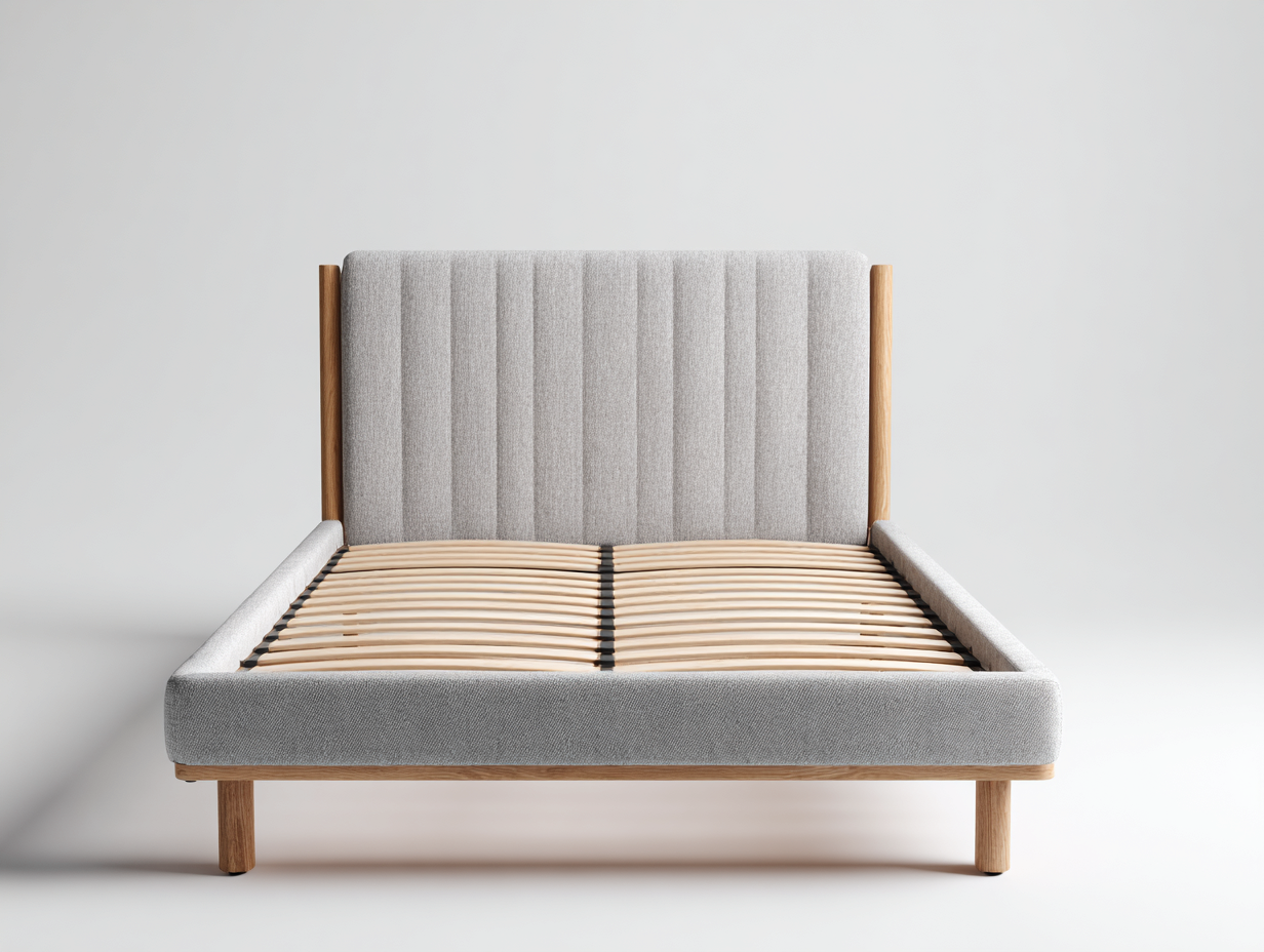 Cama doble tapizada 200x160x110cm - gris claro - adecuada para dormitorio - diseño moderno