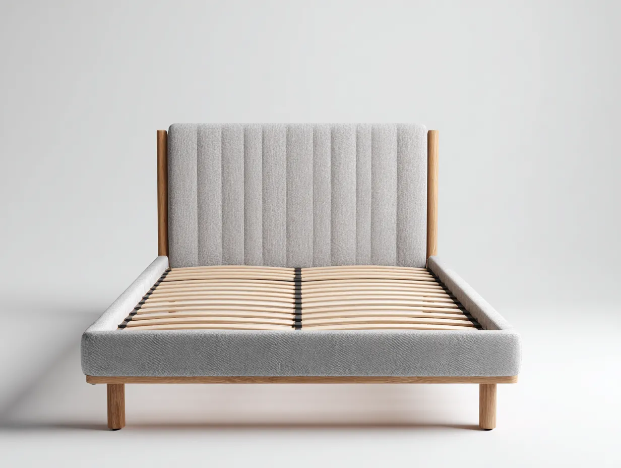 Cama doble tapizada 200x160x110cm - gris claro - adecuada para dormitorio - diseño moderno