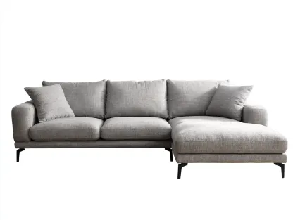 Sofá esquinero tapizado en tela gris claro 285x165x88 cm - para salón - estilo moderno