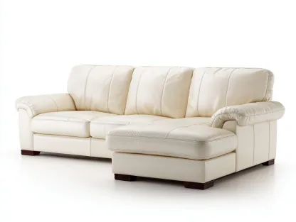 Sofá rinconera de cuero - 260x165x90 cm - crema - para salón - diseño moderno