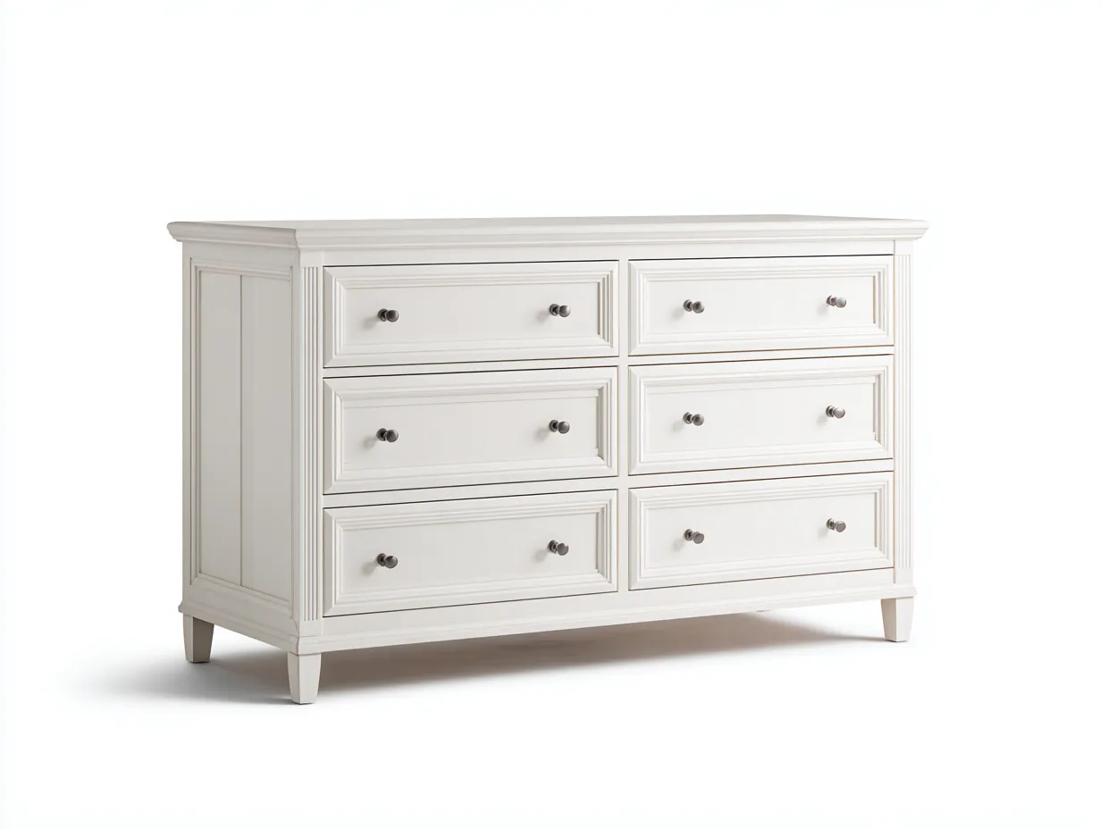 Aparador de madera 140x45x90 cm - blanco - para comedor - diseño clásico