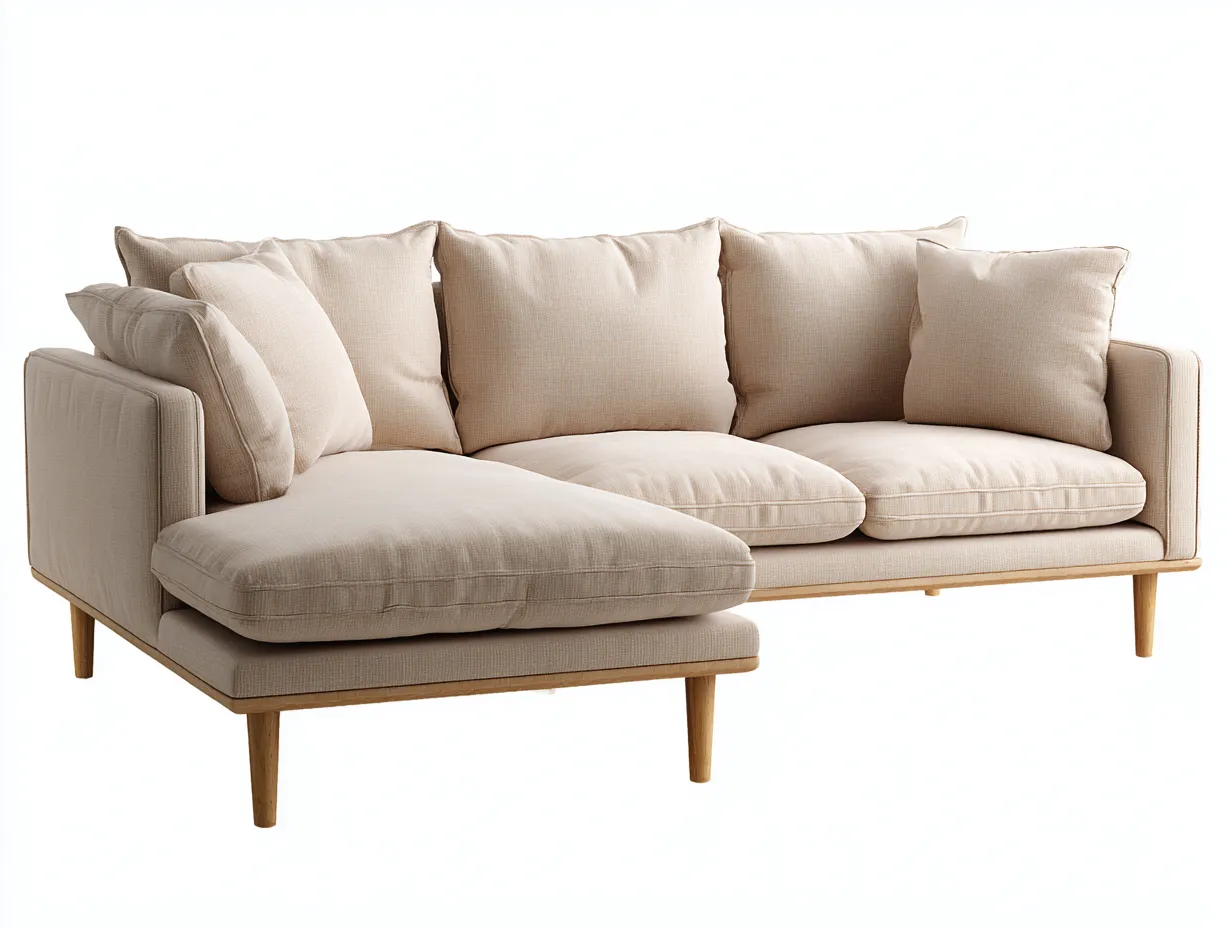 Sofá esquinero tapizado 275x165x82 cm - beige - para salón - diseño moderno