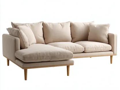 Sofá esquinero tapizado 275x165x82 cm - beige - para salón - diseño moderno