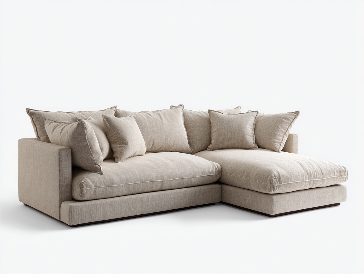 Sofá esquinero de tela 273x168x88 cm - beige - para salón - diseño moderno