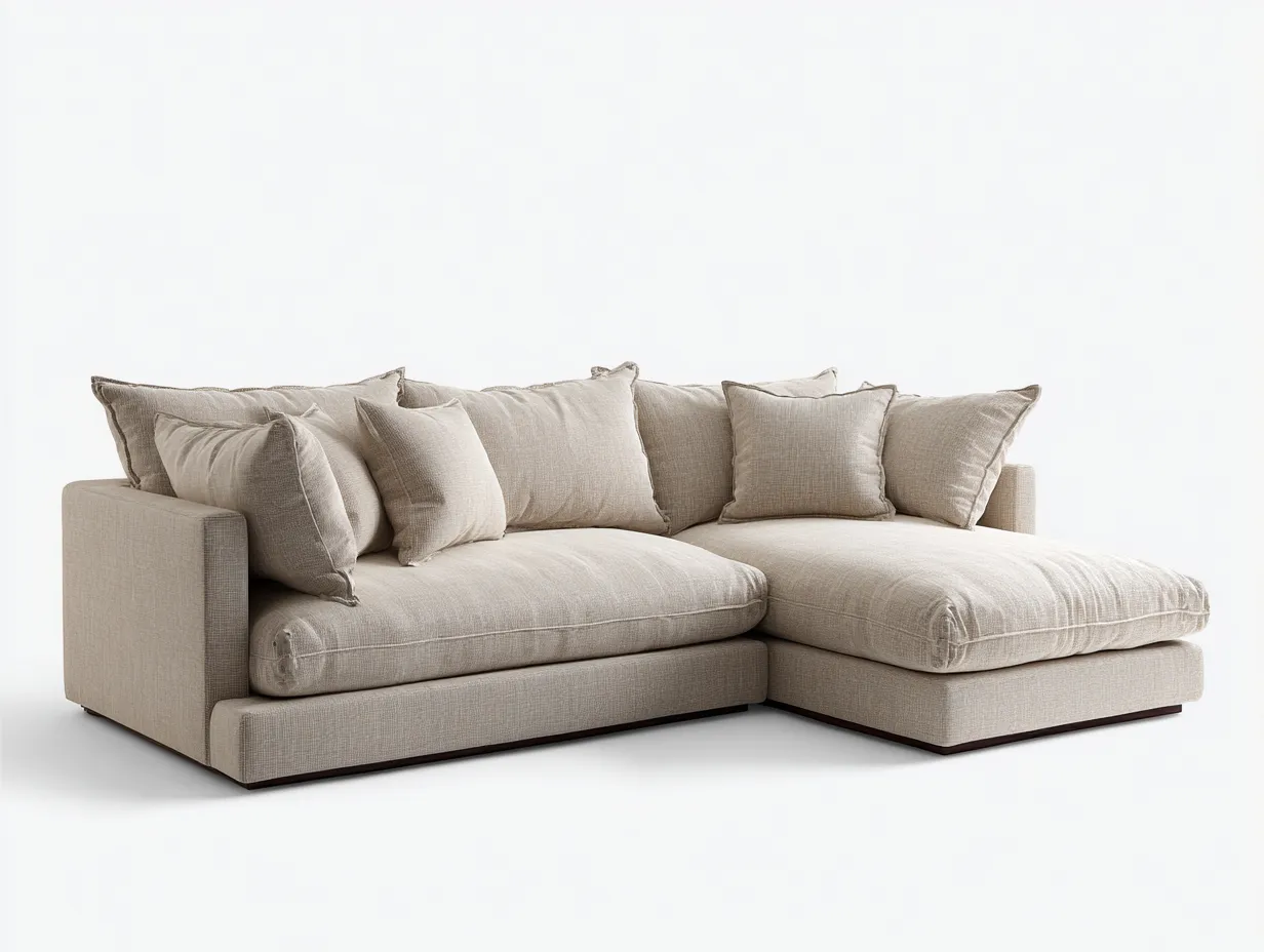 Sofá esquinero de tela 273x168x88 cm - beige - para salón - diseño moderno