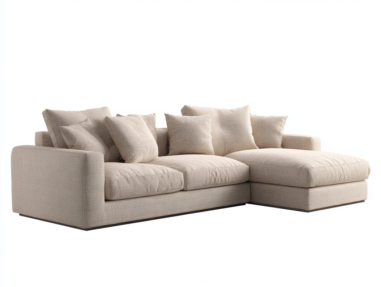 Sofá rinconera tapizado - 280x160x90 cm - beige - para salón - diseño moderno