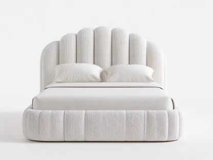 Cama doble tapizada 200x180x125 cm - blanco - para dormitorio - diseño moderno