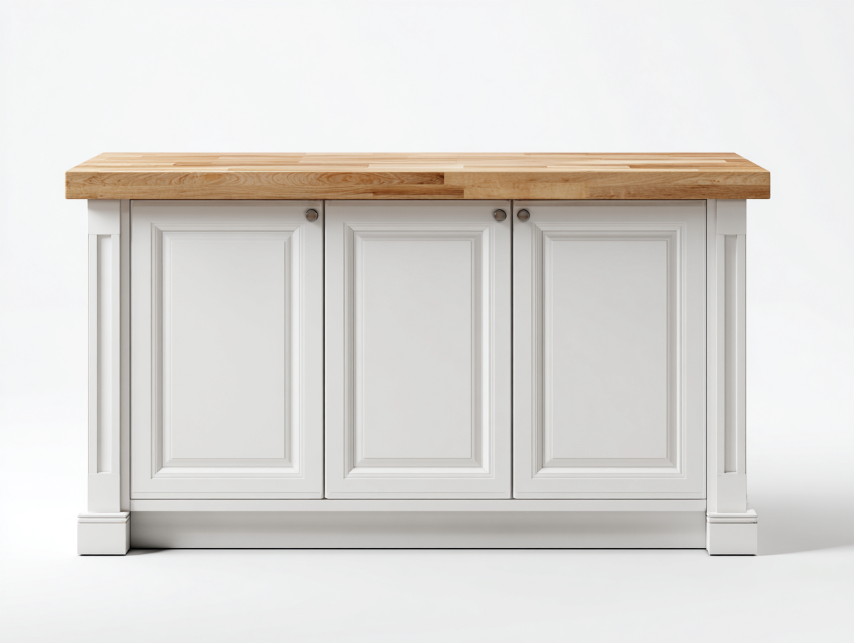 Aparador de madera 140x45x90 cm - blanco/roble - para comedor - diseño clásico