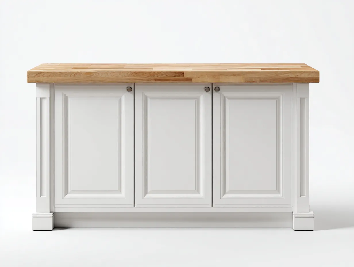 Aparador de madera 140x45x90 cm - blanco/roble - para comedor - diseño clásico