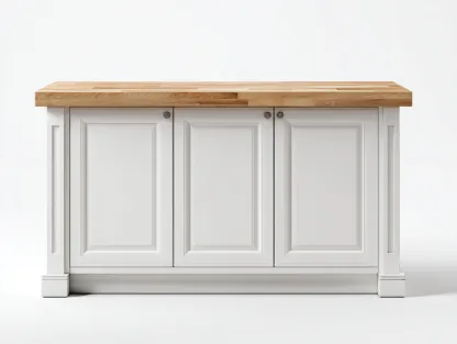 Aparador de madera 140x45x90 cm - blanco/roble - para comedor - diseño clásico