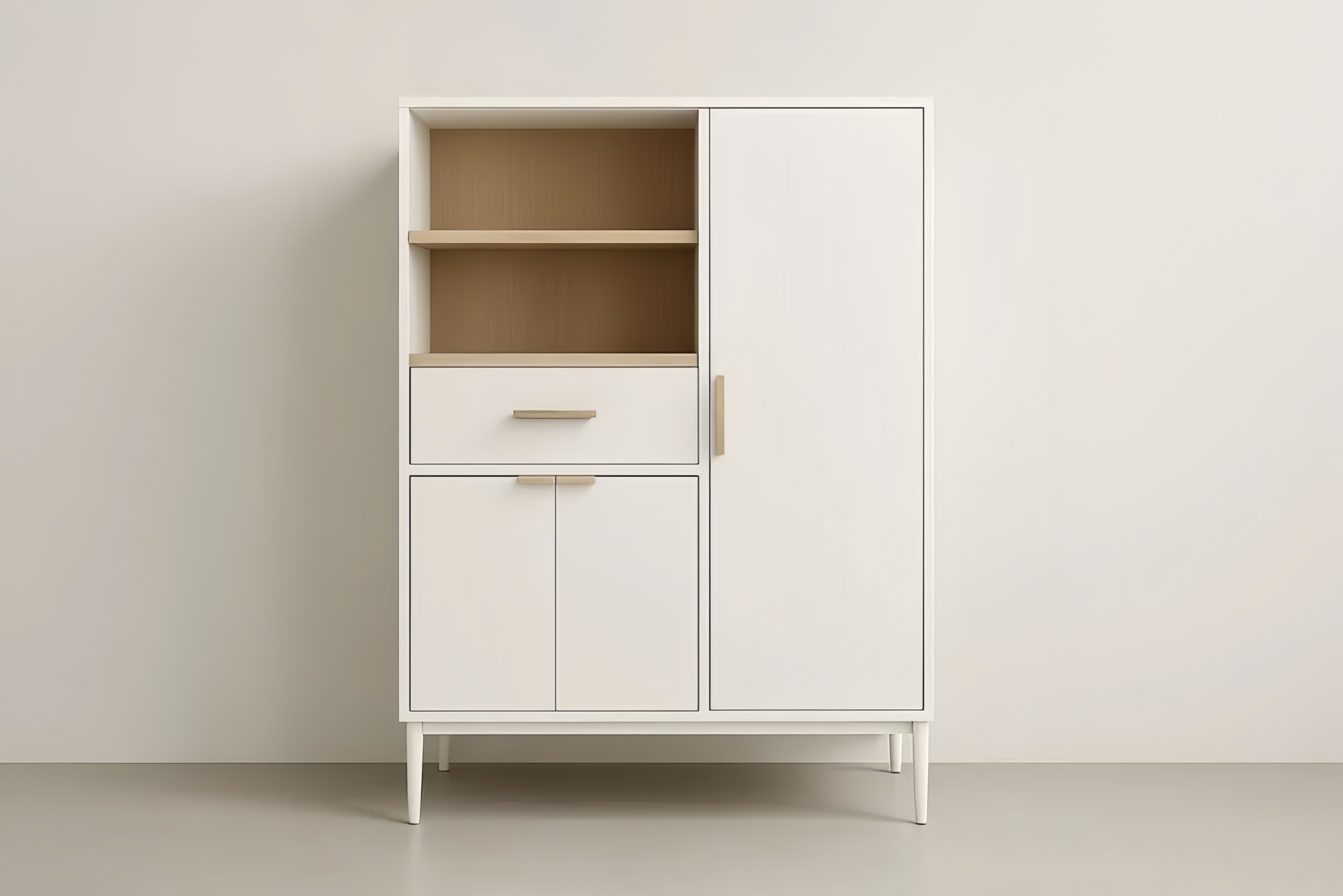 Armoire de rangement en MDF blanc avec porte et tiroir