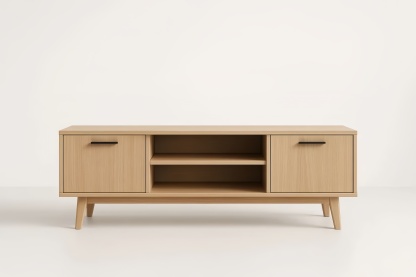 Meuble TV en bois de chêne avec étagères et portes 120x40x50 cm