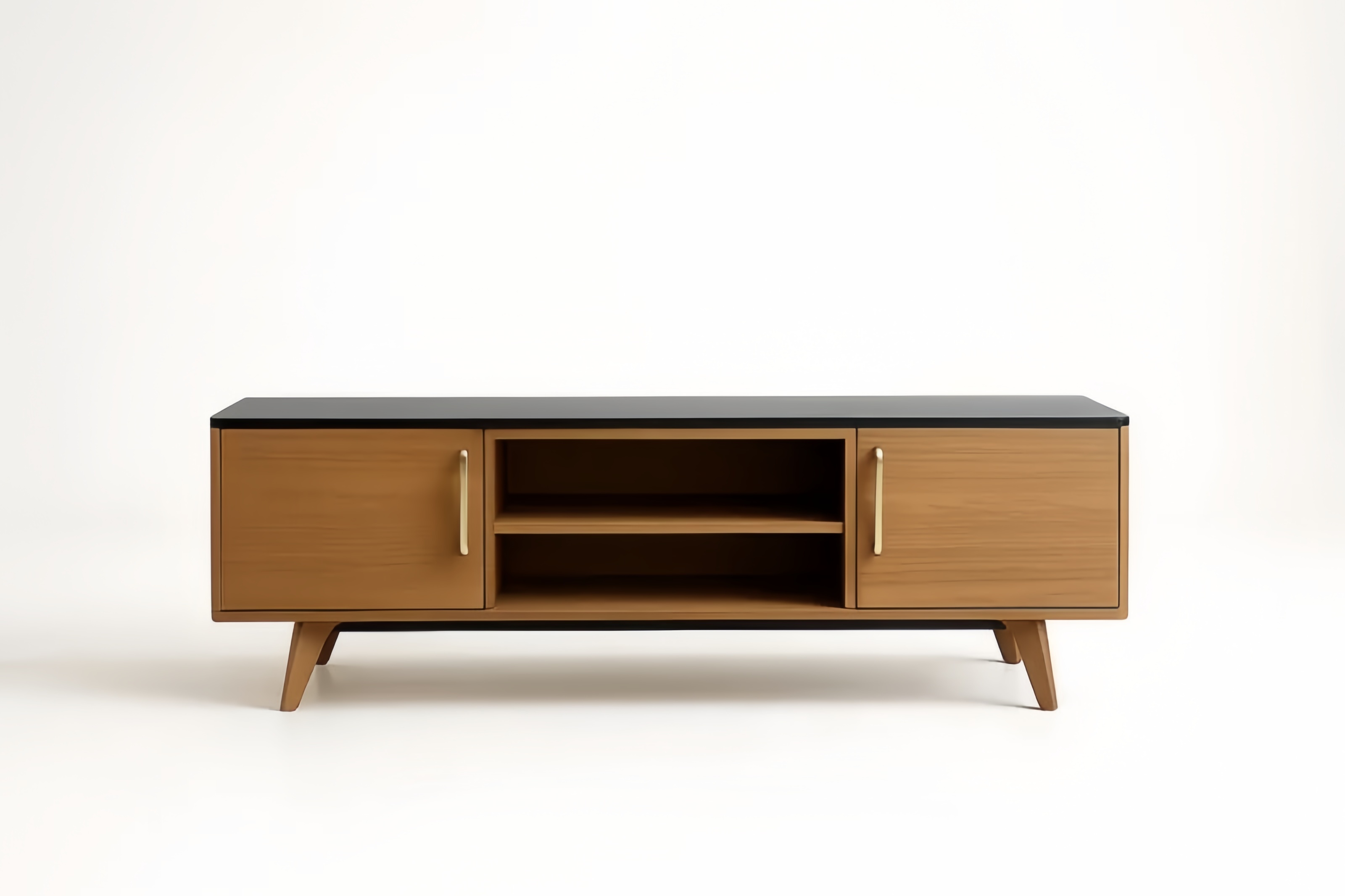 Meuble TV en bois MDF avec plateau noir 150cm