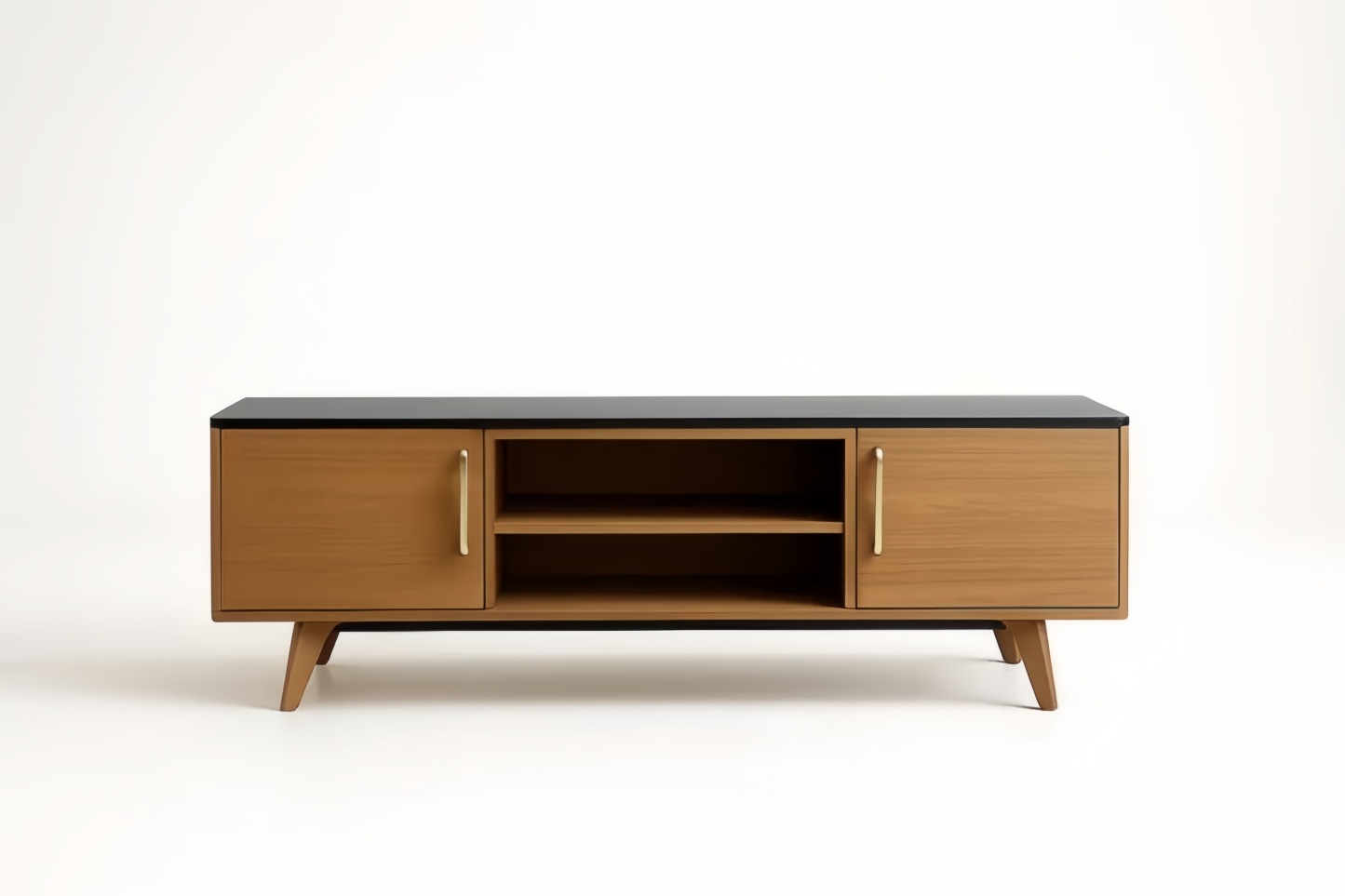 Meuble TV en bois MDF avec plateau noir 150cm