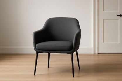 Fauteuil gris en tissu polyester avec pieds métalliques