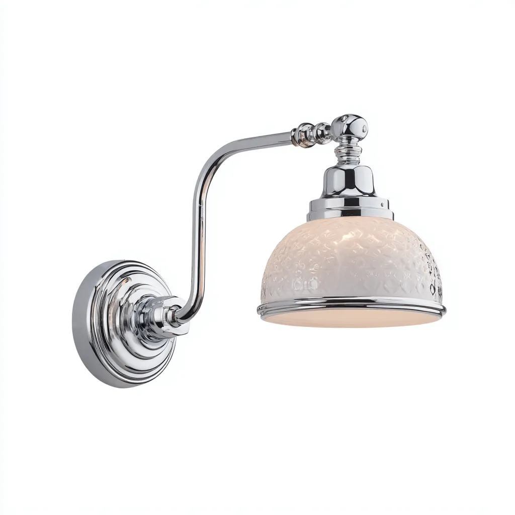 Applique murale métal-verre 22x16 cm - silver-white - abat-jour décoratif - style classique-Hutovae