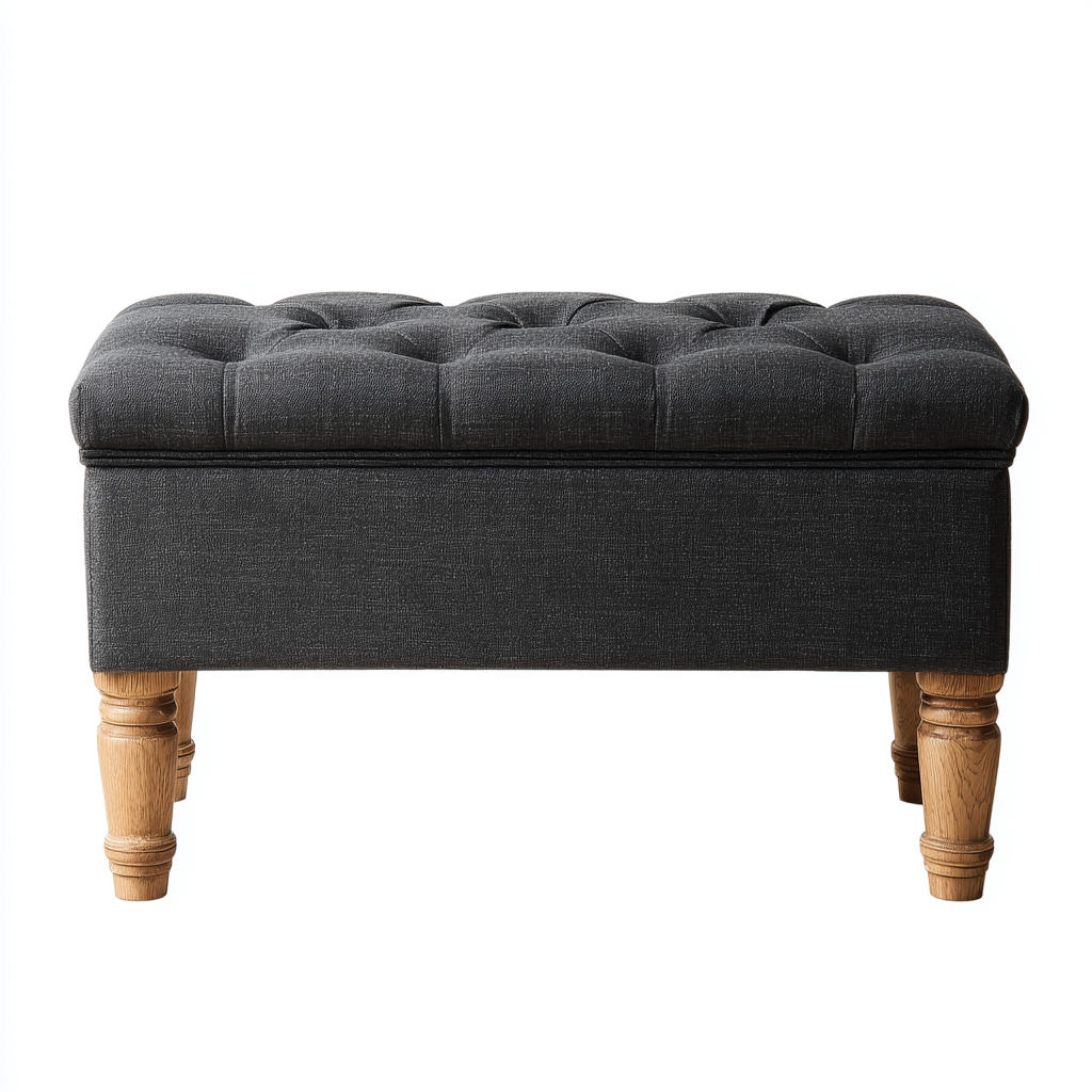 Banc de lit tissu capitonné 95x42x47 cm - gris foncé - style classique-Hutovae