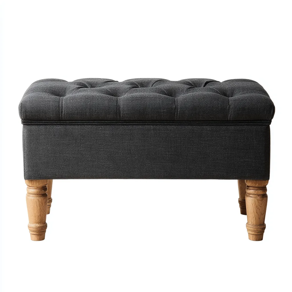 Banc de lit tissu capitonné 95x42x47 cm - gris foncé - style classique-Hutovae