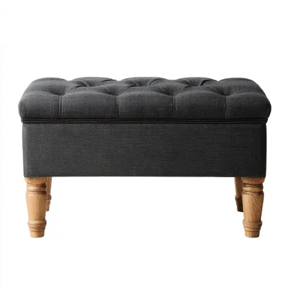Banc de lit tissu capitonné 95x42x47 cm - gris foncé - style classique-Hutovae