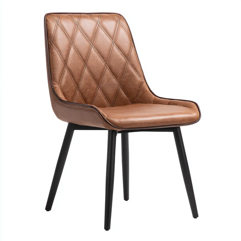 Chaise de salle à manger simili cuir 48x56x85 cm - marron - style moderne-Hutovae