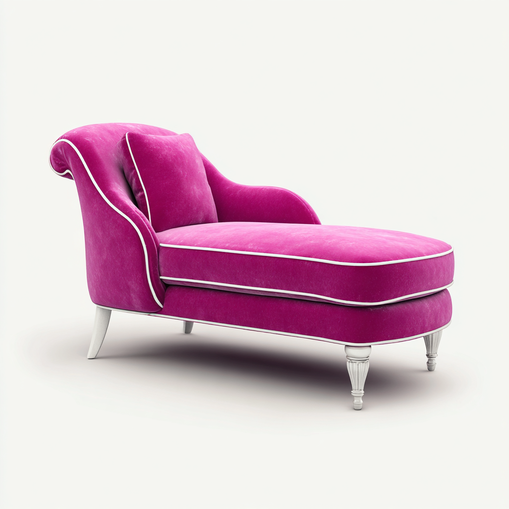 Chaise longue-velours-175x70 cm-rose fuchsia-style classique-Hutovae