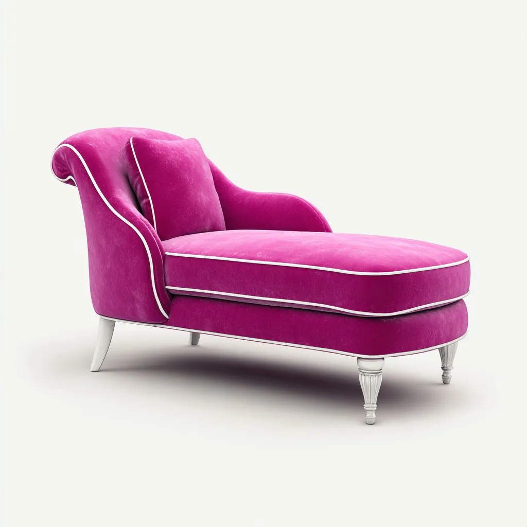 Chaise longue-velours-175x70 cm-rose fuchsia-style classique-Hutovae