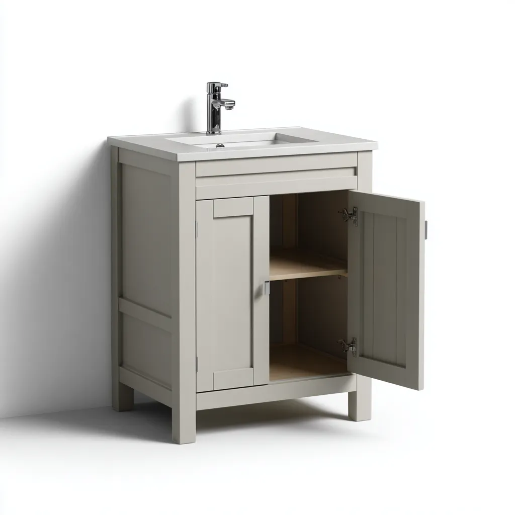 Meuble vasque - panneau bois peint - 60x45x85 cm - gris - design moderne-Hutovae