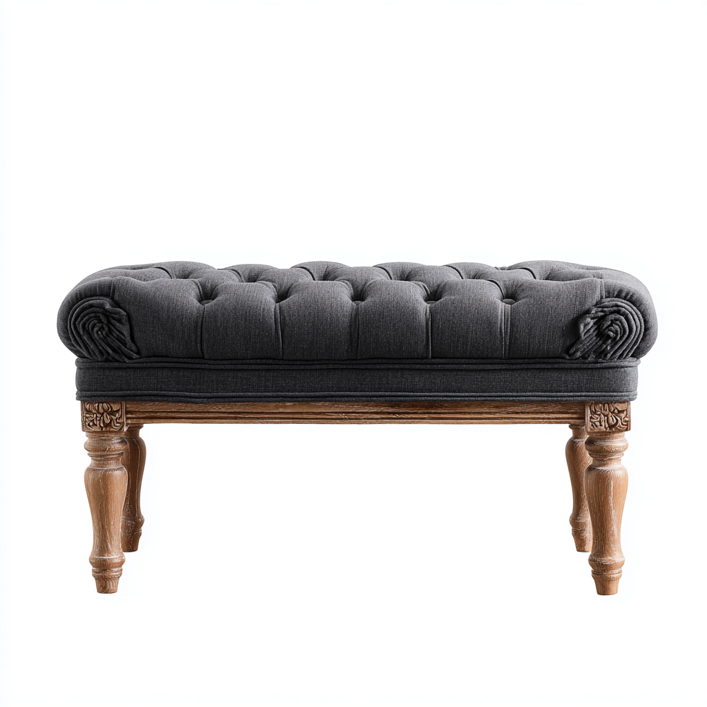 Banc de lit tissu capitonné 98x43x48 cm - gris foncé - style vintage-Hutovae