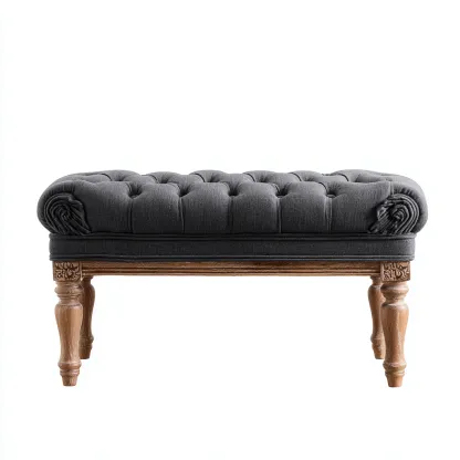 Banc de lit tissu capitonné 98x43x48 cm - gris foncé - style vintage-Hutovae