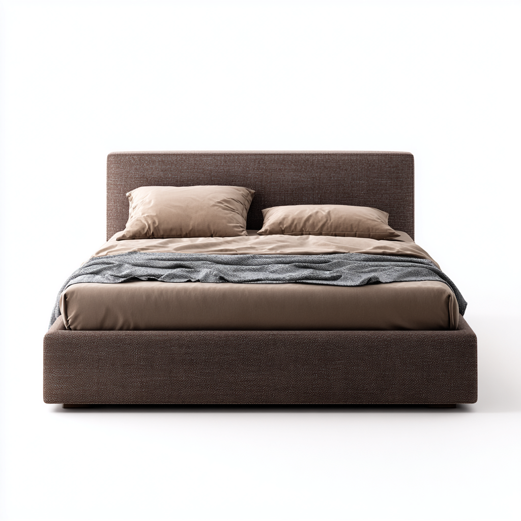 Lit double tissu 200x160 cm - marron - adapté à la chambre - design contemporain-Hutovae