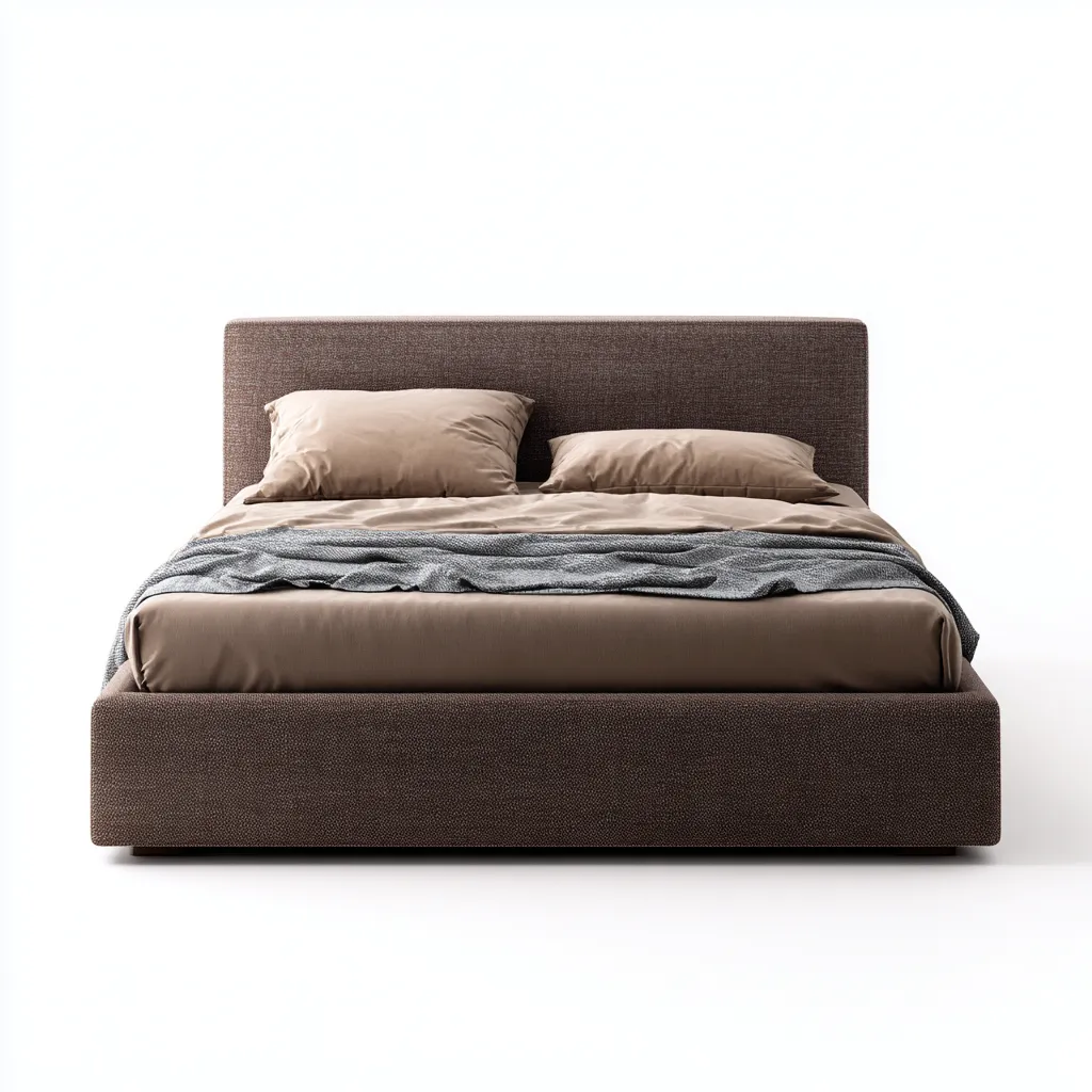 Lit double tissu 200x160 cm - marron - adapté à la chambre - design contemporain-Hutovae