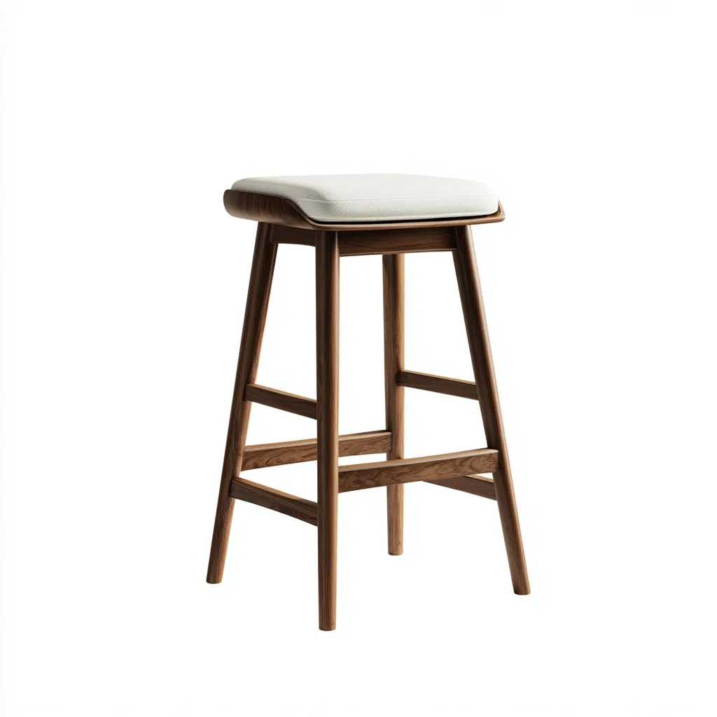 Tabouret de bar bois et tissu 42x43x74 cm - blanc-boisfoncé - design moderne - adapté à la cuisine ou au bar-Hutovae