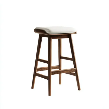 Tabouret de bar bois et tissu 42x43x74 cm - blanc-boisfoncé - design moderne - adapté à la cuisine ou au bar-Hutovae