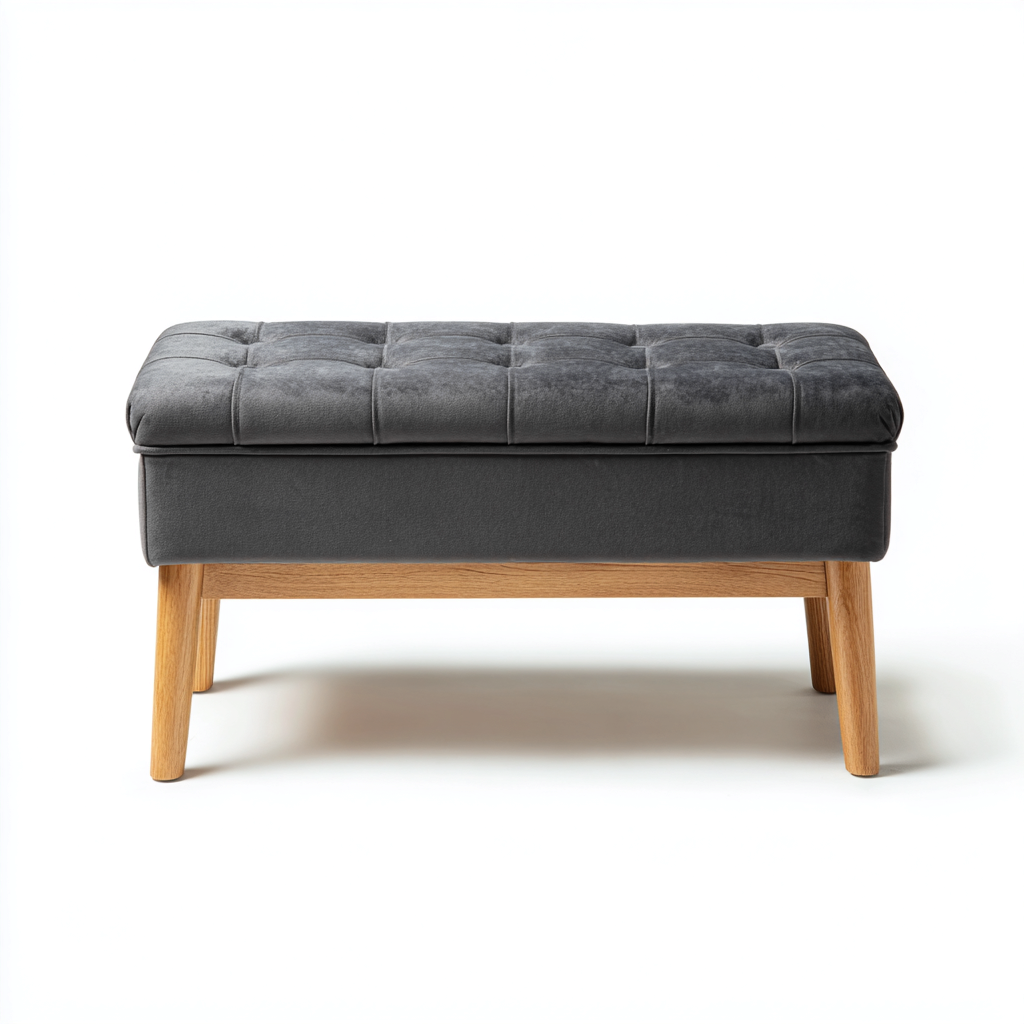 Banc de lit velours 95x40x45 cm - gris - style moderne-Hutovae