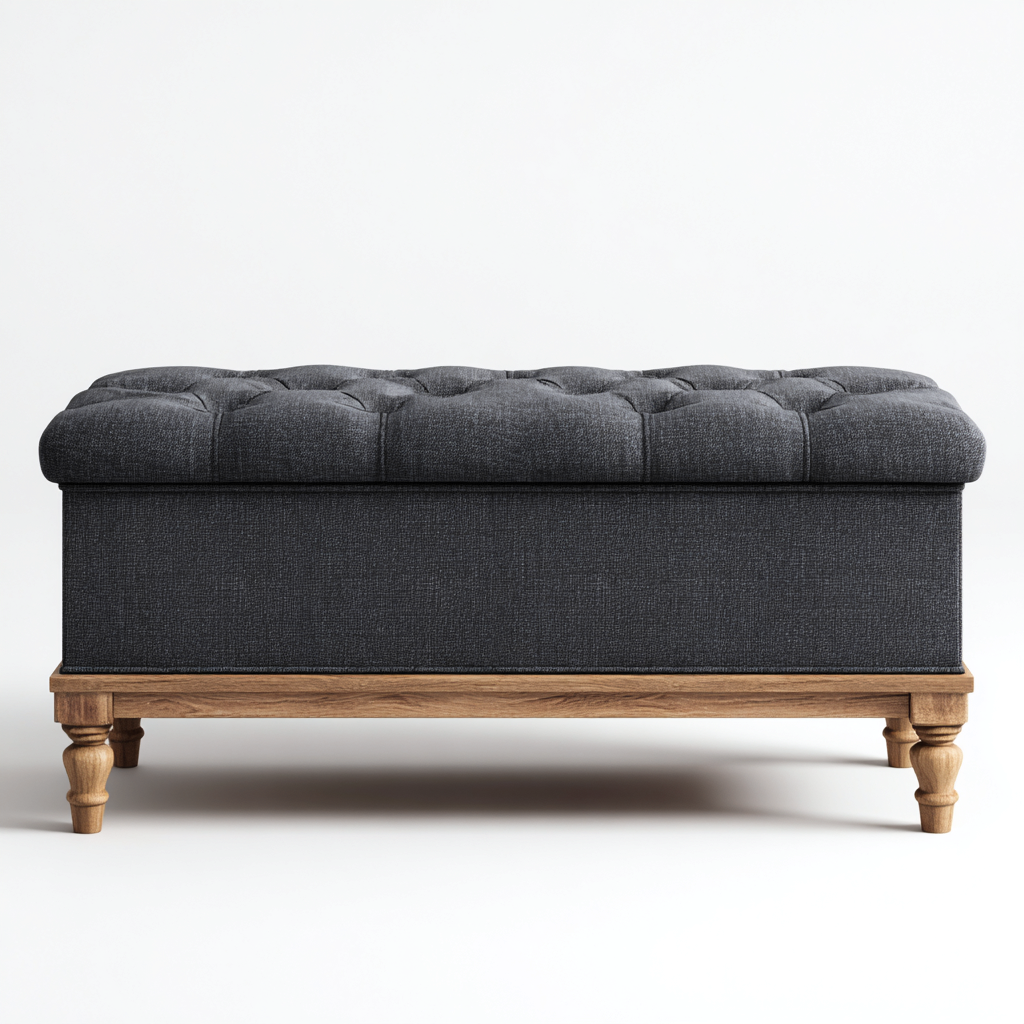Banc de lit capitonné 102x45x47 cm - gris foncé - style classique-Hutovae