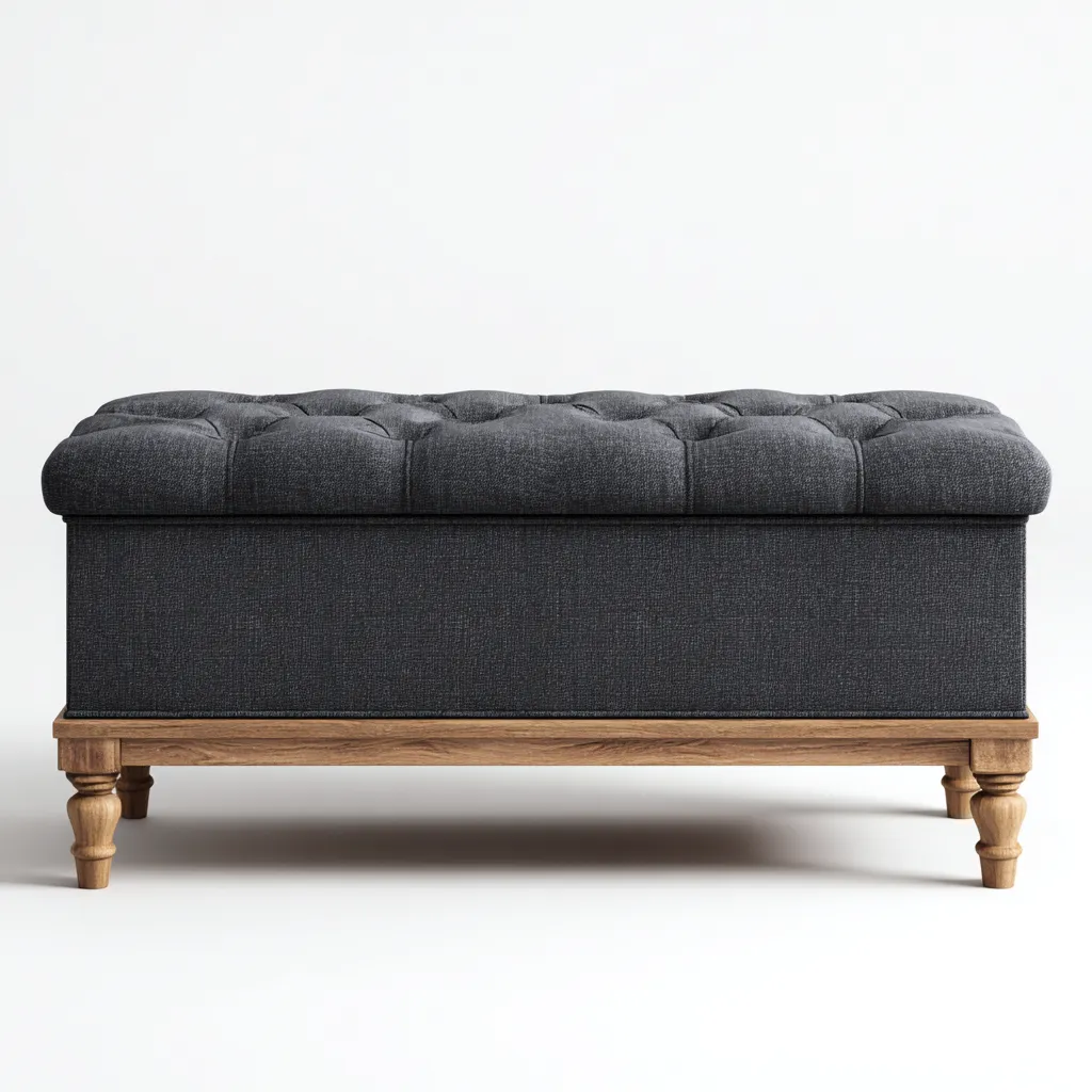 Banc de lit capitonné 102x45x47 cm - gris foncé - style classique-Hutovae