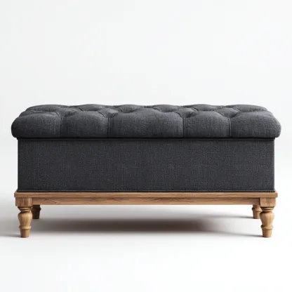 Banc de lit capitonné 102x45x47 cm - gris foncé - style classique-Hutovae
