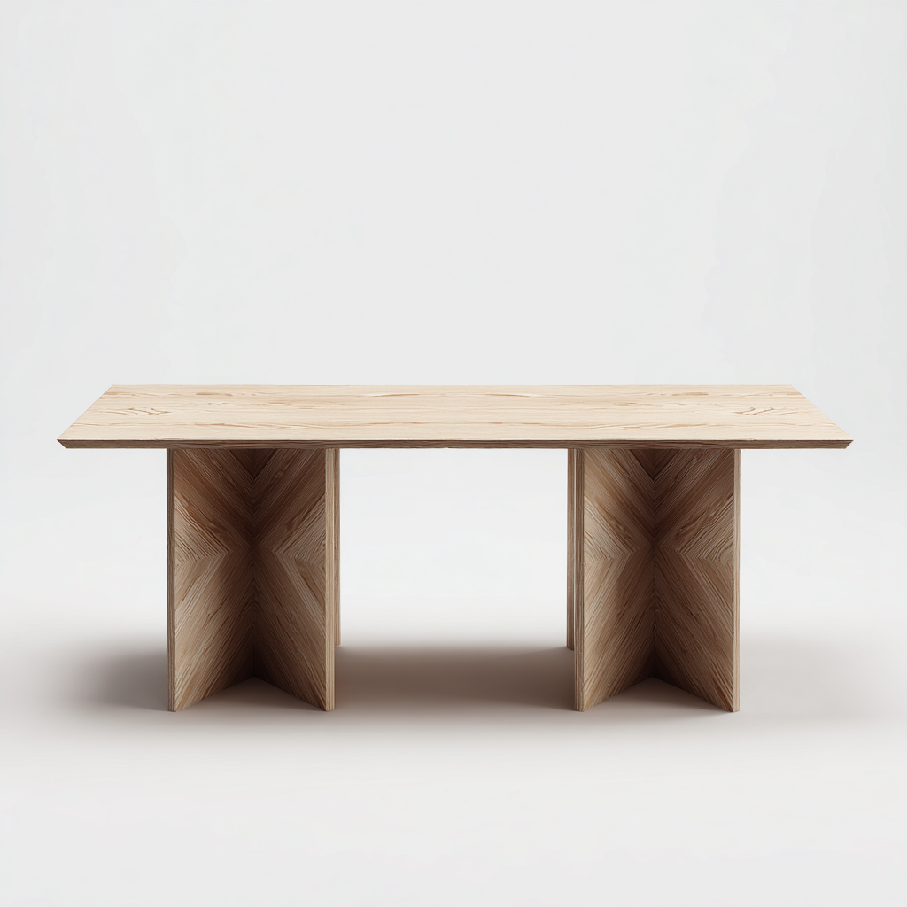 Table à manger bois clair 210x95x75 cm - chêne naturel - style sculptural-Hutovae