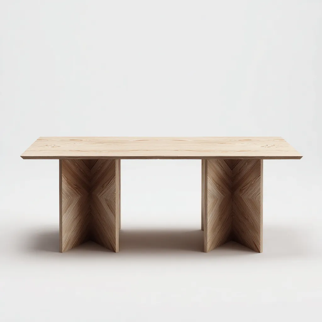 Table à manger bois clair 210x95x75 cm - chêne naturel - style sculptural-Hutovae