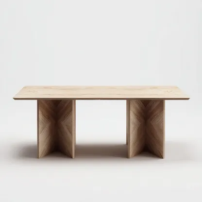 Table à manger bois clair 210x95x75 cm - chêne naturel - style sculptural-Hutovae